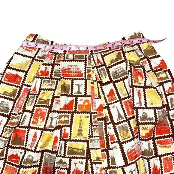 Vintage Novelty Postage Stamp Flare Skirt - Picture 10 of 13